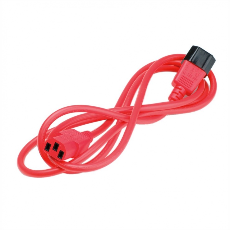Imagine Cablu prelungitor alimentare IEC 320 C14 - C13 Rosu 0.8m, Roline 19.08.1525